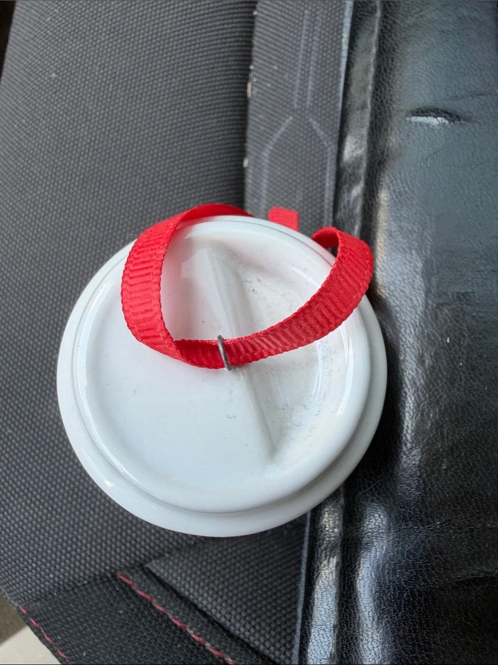 Starbucks White Ceramic Ornament with Red Ribbon and Green Logo